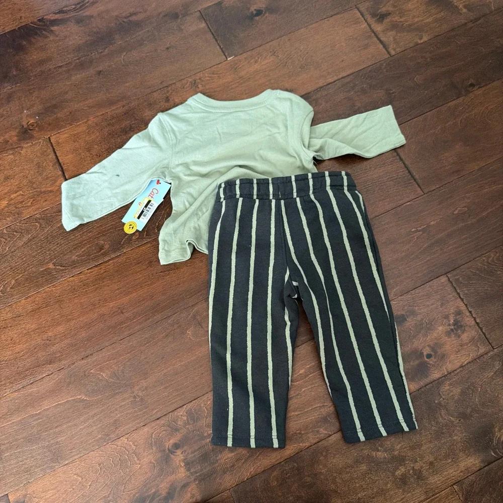 Cat & Jack Boys 5T Frankenstein Halloween Shirt Striped Joggers Set Halloween